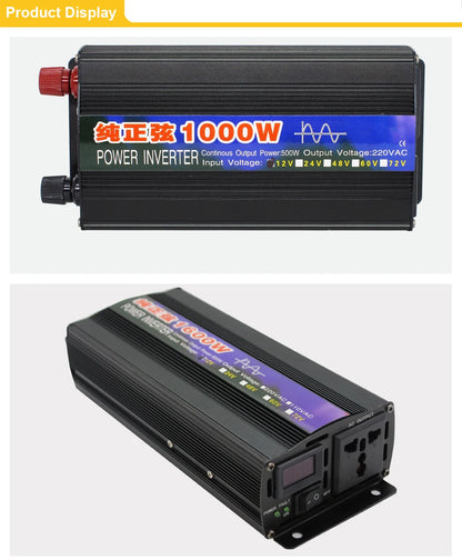 4000W 3000W 2600W 2000W 1600W 1000W Pure Sine Wave Inverter DC 12V To AC 220V 60Hz Power Car Inverter With LED Display Converter