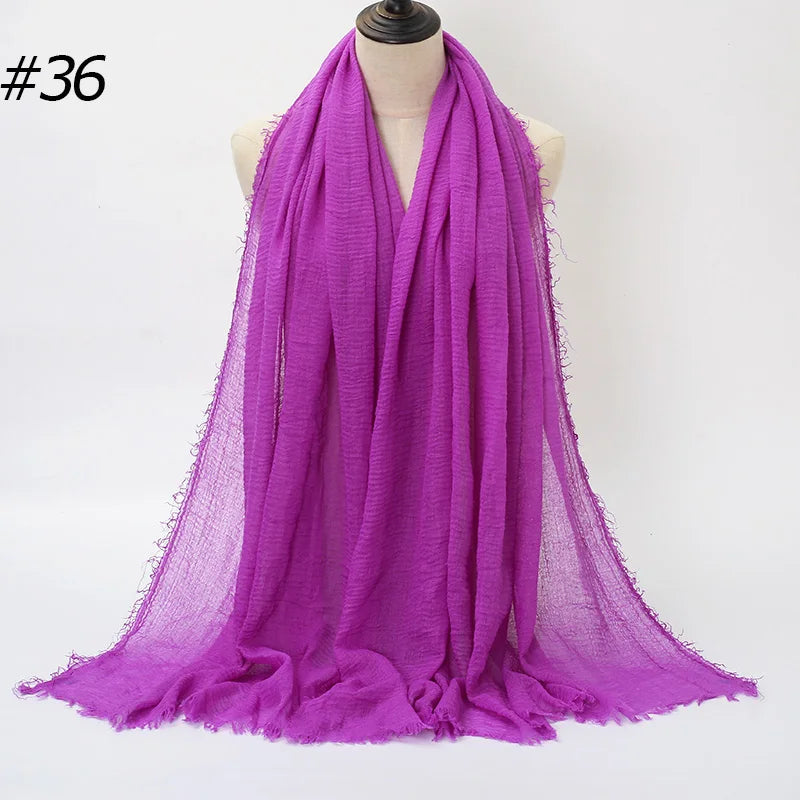 Hot Crinkle Cotton Hijab Scarf Women Scarves Bandana Turban Headscarf Muslim Shawl Africa Wrap Headband Islamic Shawls Headband
