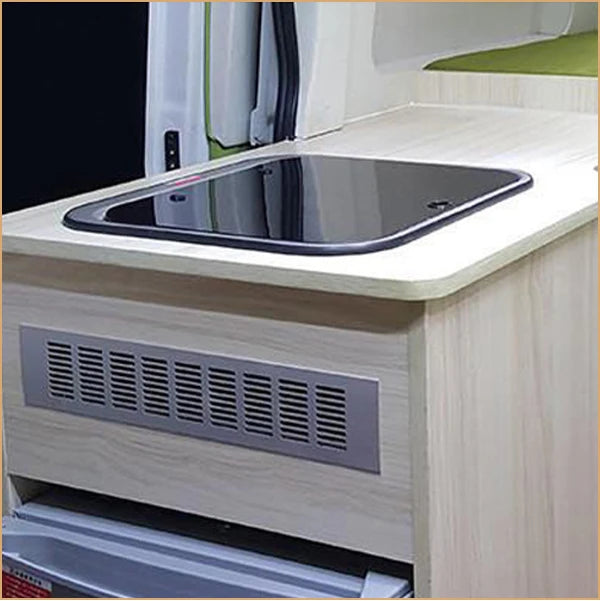 RV Camper Stainless Steel Hand Wash Basin Sink With Folded Faucet Tempered Glass Lid Washbasin for Caravan Boat Motorhome