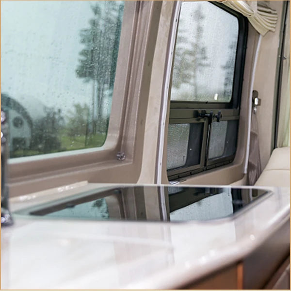 RV Camper Stainless Steel Hand Wash Basin Sink With Folded Faucet Tempered Glass Lid Washbasin for Caravan Boat Motorhome