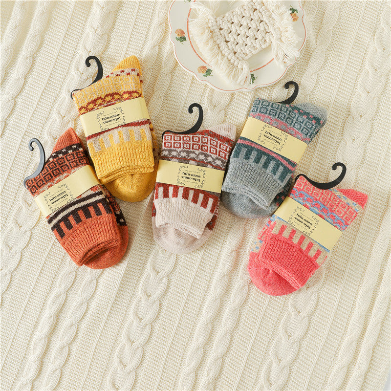 Men's And Women's Autumn And Winter Thickening Thermal Middle Tube Angora Wool Socks