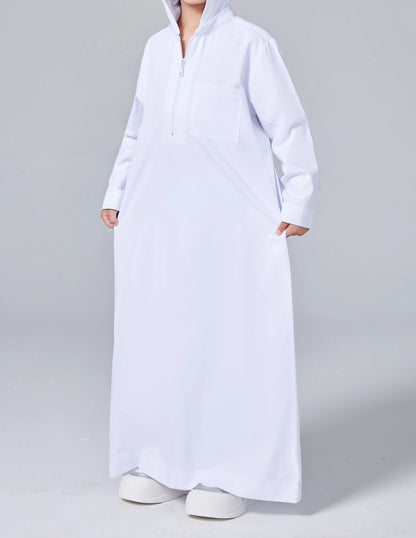 Ramadan Boys Middle East Islam Long Sleeve Arab Dubai Robe, Muslim Casual Ethnic Style Boys Long Sleeve Thobe Abaya Clothing