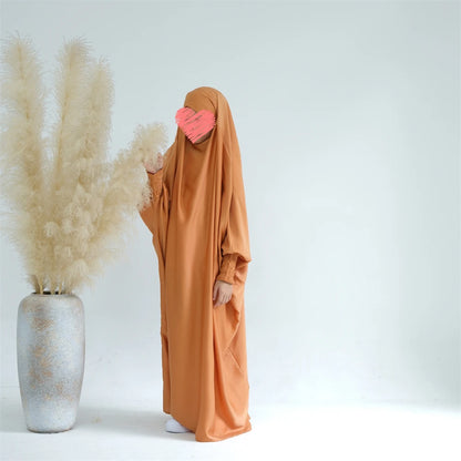 Mom Daughter Hijab Abaya Muslim Women Girl Prayer Garment Eid Ramadan Islam Clothing Khimar Kaftan Turkey Robe Burqa Hooded Gown
