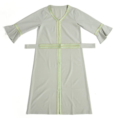 Kids Muslim Girls Abaya Prayer Long Maxi Dress Turkey Kaftan Arab Robe Dubai Islam Morocco Eid Party Ramadan Holiday Gown Caftan