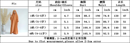 Muslim Child Jilbab Prayer Dress Hijab Hooded Abaya Ramadan Eid Islamic Clothing Dubai Saudi Black Robe Kids Modest Dresses