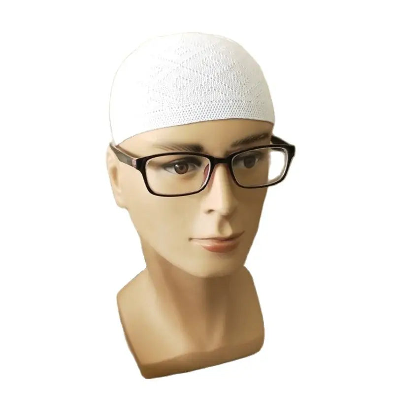 Islamic Clothing Mesh Muslim Hat for Prayer Jewish Winter for Men Hui Worship Kufi Knitted Cap Solid Color Saudi Arabic