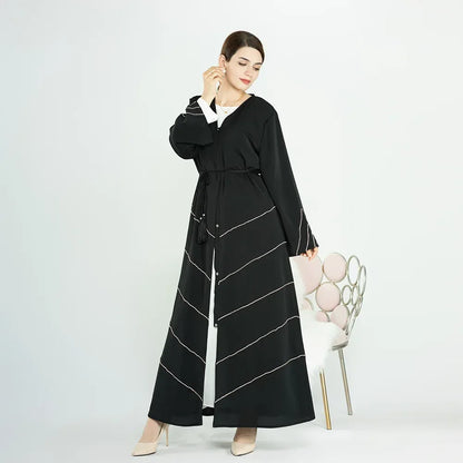 Hand made diamond beading Ramadan Eid Muslim dress long abayas robe fancy maxi French stylish modest Islamic wy1368 G1665
