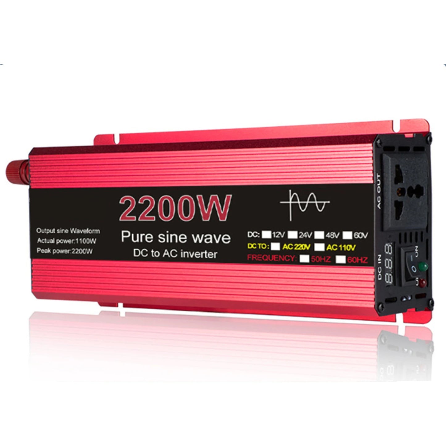 Pure Sine Wave Inverter DC 12V/24V To AC 110V/220V 1000W 1600W 2000W 2200W Portable Power Bank Converter Solar Inverter