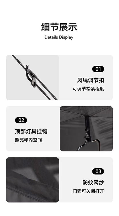 Naturehike-Blackdog Outdoor Hexagonal Fully Automatic Quick Opening Camping Tent Portable Folding Black Glue Sunscreen Tent