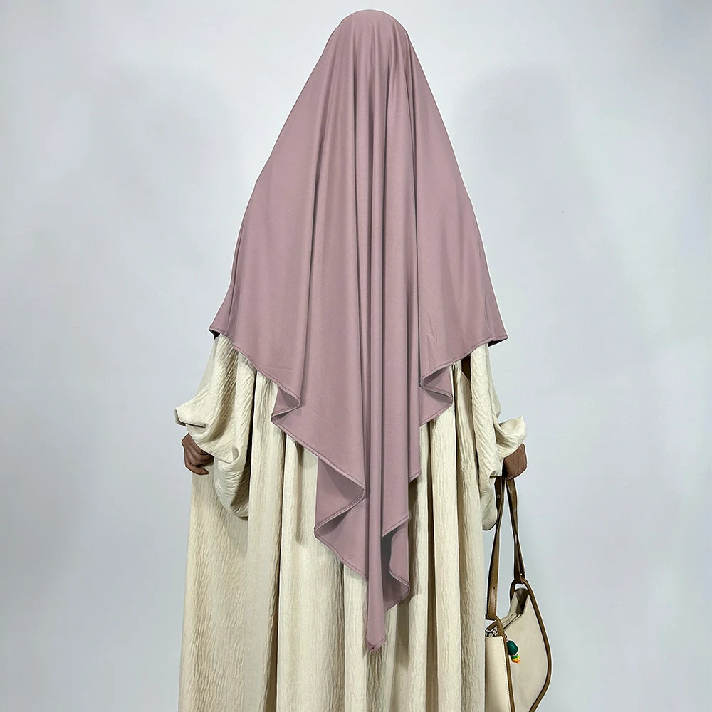 Premium Jersey Khimar Stretchy Breathable High Quality One Layer EID Ramadan Muslim Women Islamic Diamond Shape Prayer Hijab