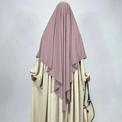 Premium Jersey Khimar Stretchy Breathable High Quality One Layer EID Ramadan Muslim Women Islamic Diamond Shape Prayer Hijab
