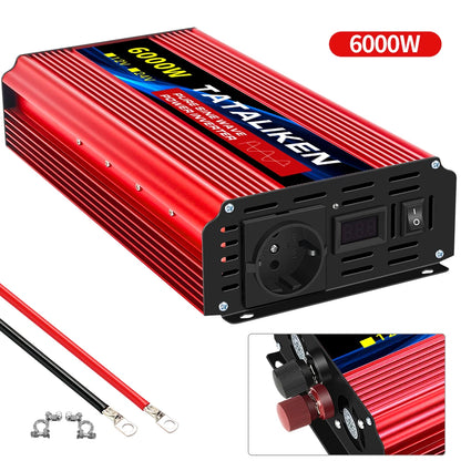 1600W/2200W/3000W/4000W  Pure Sine Wave Inverter DC 12V/24V to AC 220V 50hz Power Inverter Charger Converter Adapter EU Socket
