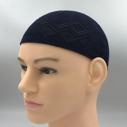 Islamic Clothing Mesh Muslim Hat for Prayer Jewish Winter for Men Hui Worship Kufi Knitted Cap Solid Color Saudi Arabic