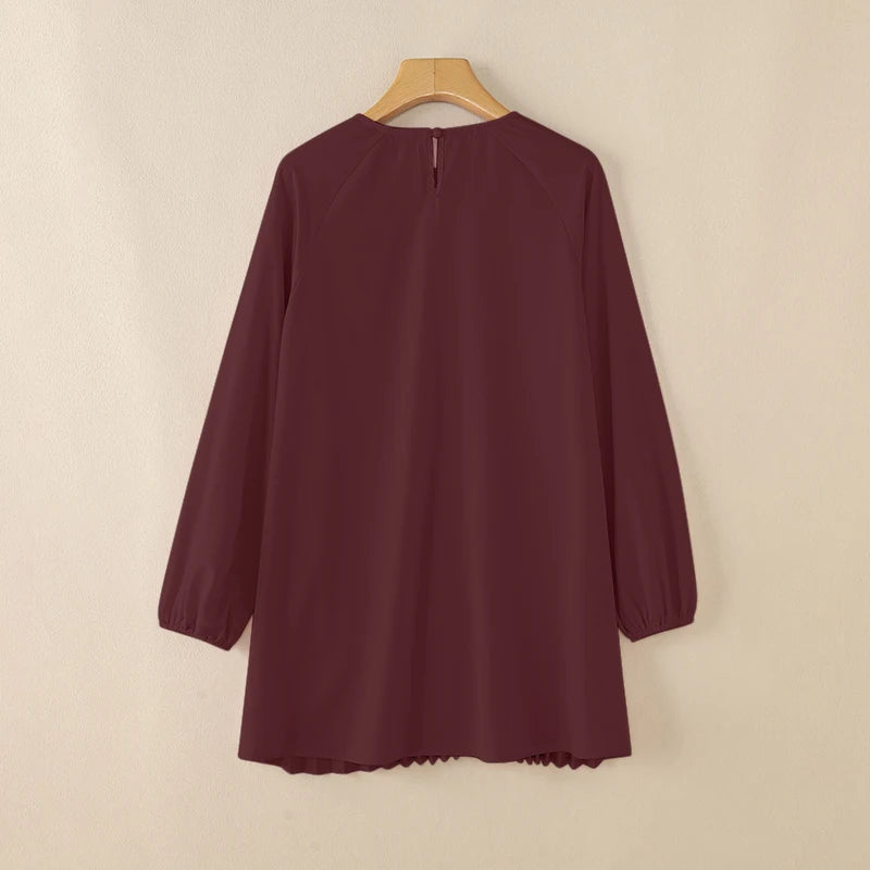 Fashion Women Long Sleeve Pleated Tops ZANZEA Autumn Muslim Blouse Long Shirt Ramadan Abaya Turkey Kaftan Solid IsIamic Clothing