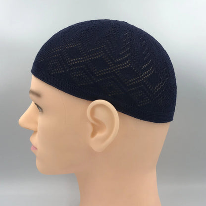 Islamic Clothing Mesh Muslim Hat for Prayer Jewish Winter for Men Hui Worship Kufi Knitted Cap Solid Color Saudi Arabic