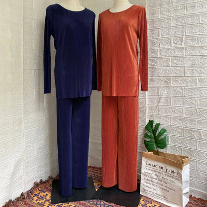 Muslim Sets Women Ramadan Abaya Turkey Dubai Hijab Two Piece Suits Prayer Dress Wide Leg Pants Jilbab Khimar Islamic Clothing