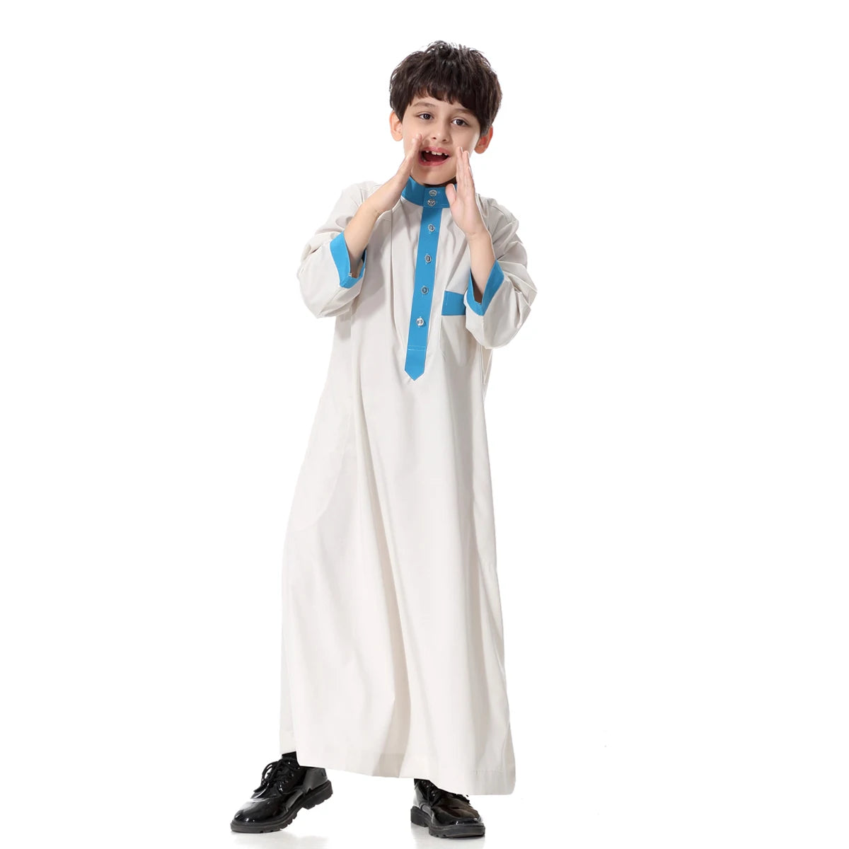 2024 Arab Malay Turkey Muslim Boys Clothing Kids Abayas Dress Children Full Body Robe Dress Teen Age TH873
