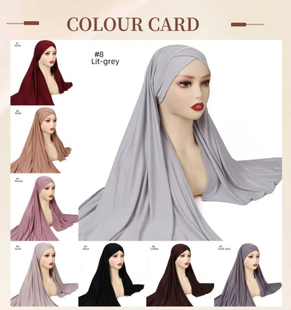 Muslim Women Premium Soft Modal Cotton Jersey Hijab Headwrap Stretchy Instant Hijab Scarf Forehead Cross Design Headscarf