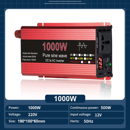 Pure Sine Wave Inverter DC 12V/24V To AC 110V/220V 1000W 1600W 2000W 2200W Portable Power Bank Converter Solar Inverter