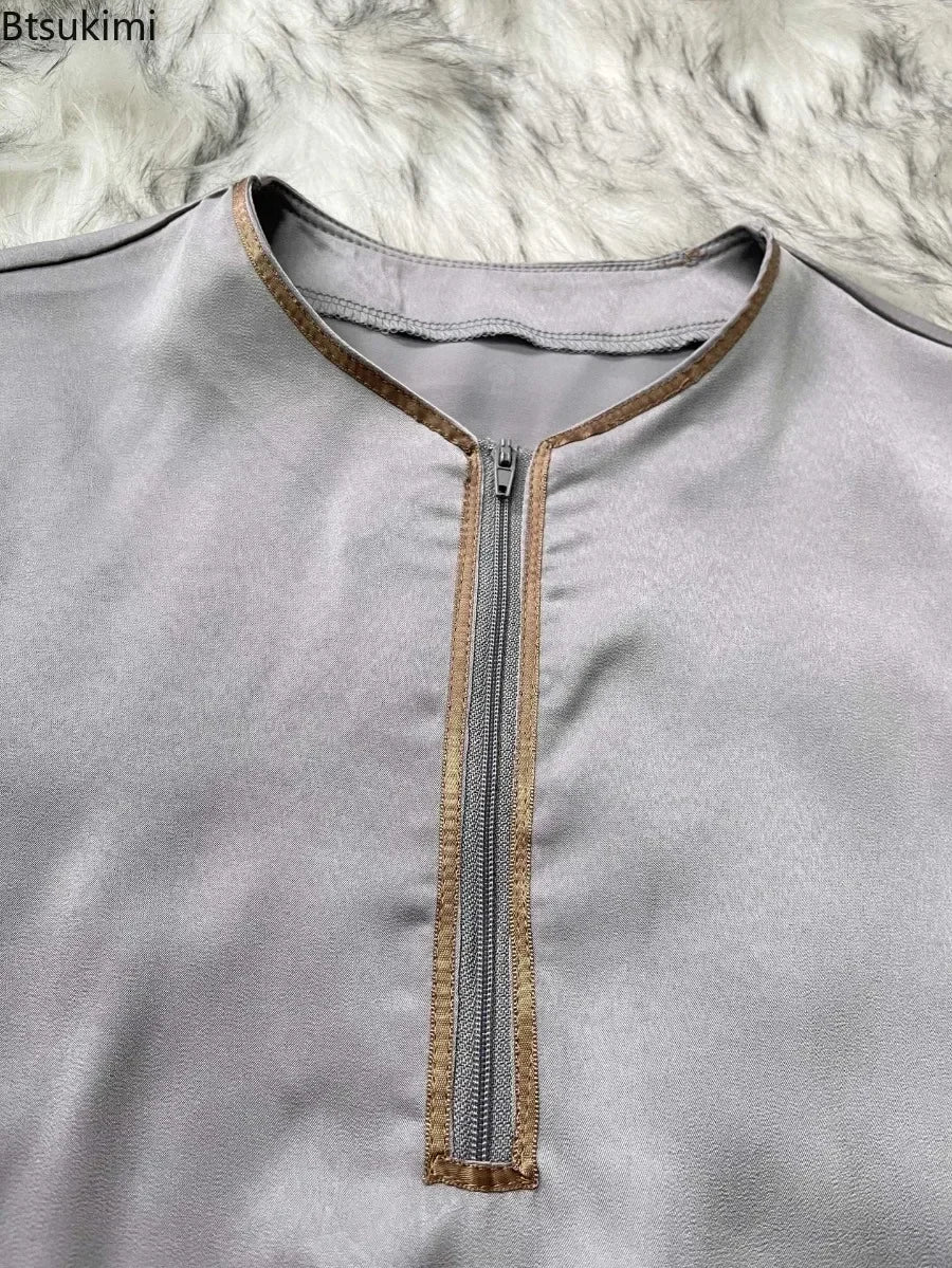 New 2025 Islamic Muslim Kids Clothing Long Sleeve Loose Jubba Thobe Saudi Arab Kaftan Maxi Robe Boys Pakistan Dubai Caftan Dress