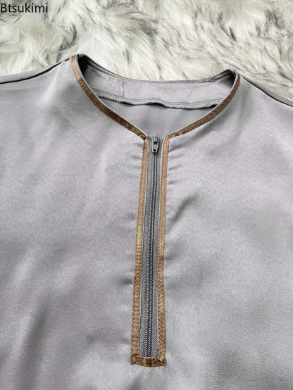 New 2025 Islamic Muslim Kids Clothing Long Sleeve Loose Jubba Thobe Saudi Arab Kaftan Maxi Robe Boys Pakistan Dubai Caftan Dress