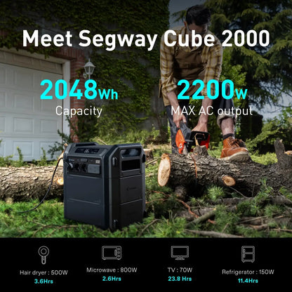 Portable Power Station Cube 2000 2200W AC Outlets 2048Wh LiFePO4 Battery Expandable Battery Capacity up to 5kWh Solar Generator