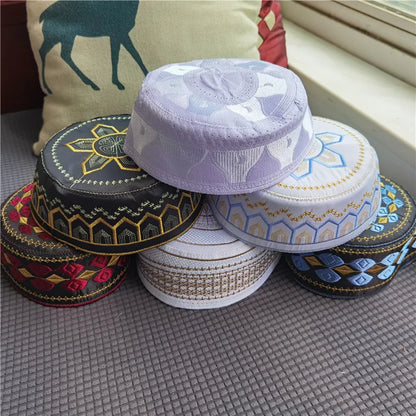 New Muslim Men Prayer Hats Cotton Embroidery Leisure Saudi Arabia Islamic Hat muslim turban Jewish Cap Men Headscarf Clothing
