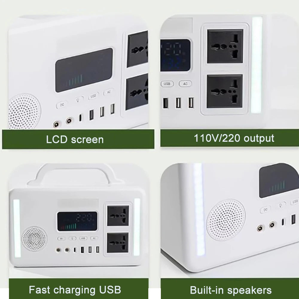 Portable Power Station 300W Solar Generator 110V 220V Outdoor Emergency Energy Charging Station Pure Sine Wave for Camping Home
