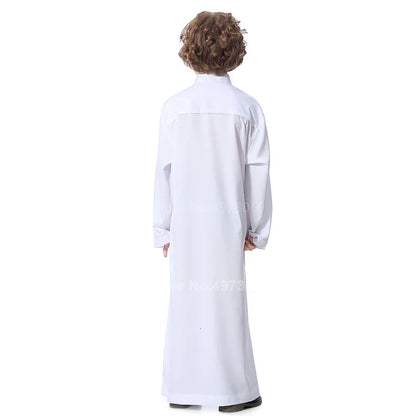 Muslim Robe Teenager Kids Saudi Arabia Pakistan Boy Thobe Middle East Full Sleeve Jubba Islamic Clothing Men Party Thobe Kaftan