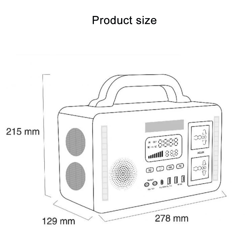 Portable Power Station 300W Solar Generator 110V 220V Outdoor Emergency Energy Charging Station Pure Sine Wave for Camping Home
