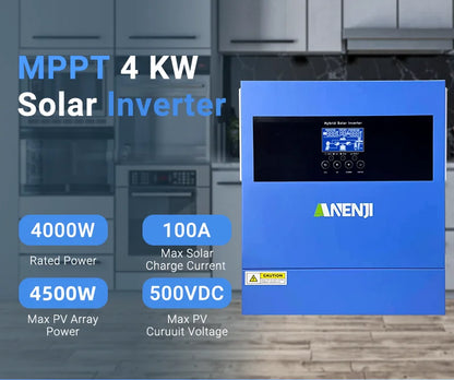 6.2KW 4KW Solar Inverter Hybrid 48V 24V Pure Sine Wave On Grid Off Grid MPPT 100A/120A Solar Charge Controller For PV 60-500V
