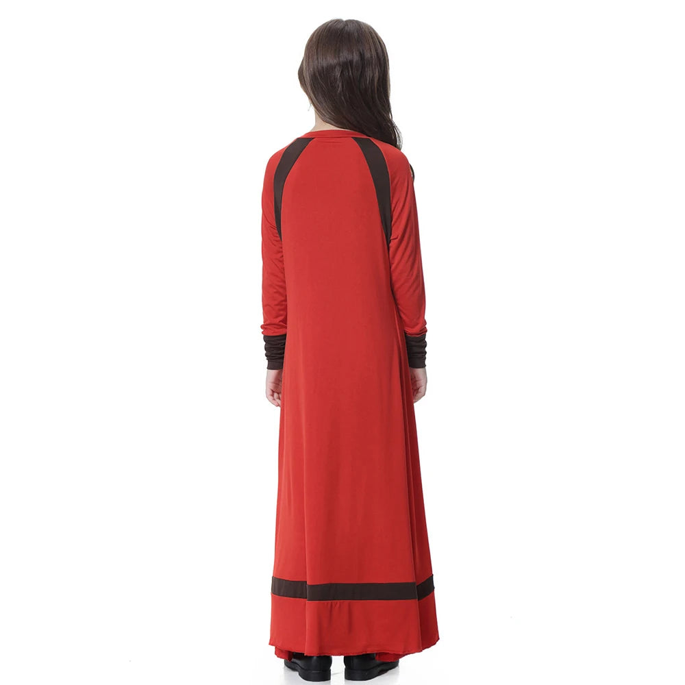 New Middle East Arab Dubai Children Ramadan Kaftan Robe Girls Long Sleeve Dress Kids Muslim Abaya Dress Islamic Party Clothing