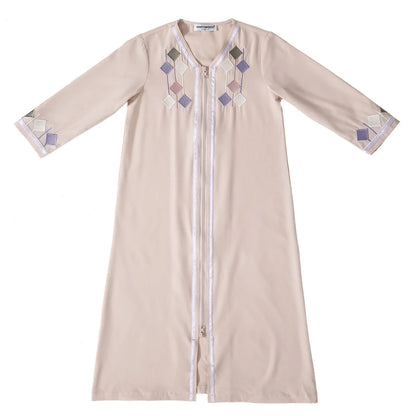 New Muslim Kids Girls Zipper Front Open Abaya Morocco Kaftan Islamic Child Clothes Eid Ramadan Jalabiya Arabic Robe Caftan Dress