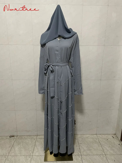 Hand made diamond beading Ramadan Eid Muslim dress long abayas robe fancy maxi French stylish modest Islamic wy1368 G1665
