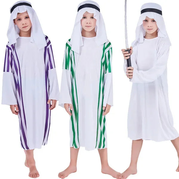 Kids Arab Arabian Costume Middle East Costume Robe Boy Child Prince Clothes Halloween Carnival Cosplay Children Muslim Costumes