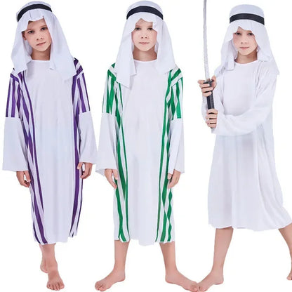 Kids Arab Arabian Costume Middle East Costume Robe Boy Child Prince Clothes Halloween Carnival Cosplay Children Muslim Costumes