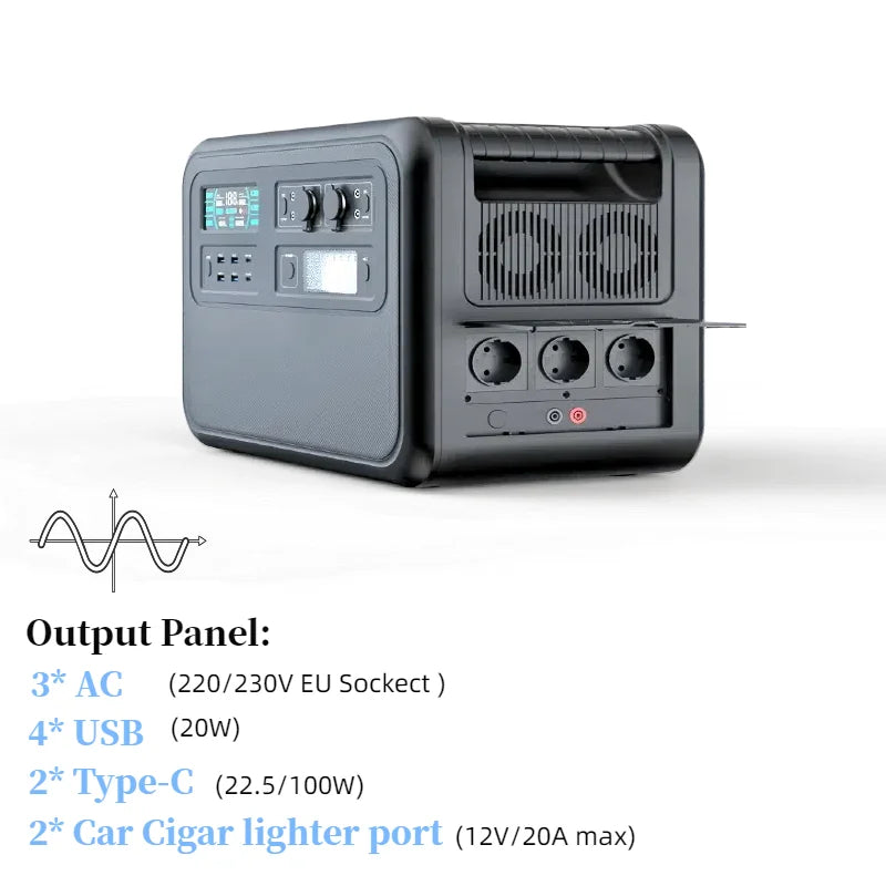 2400W 2000Wh Portable Power Station LiFePO4 battery UPS for power outages Pure Sine Wave 220 230V 50Hz Зарядна станція
