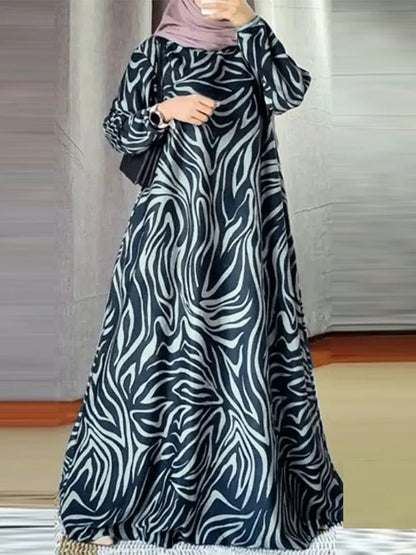 ZANZEA Women Vintage Floral Printed Muslim Dresses Fashion Long Sleeve Casual Maxi Dress Islamic Clothing Abaya Vestido Kaftan