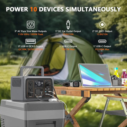 Portable Power Station 500W 512Wh LiFePO4 Battery UPS Function 2.5Hrs Fast Charge 3 AC Outlets Solar Generator