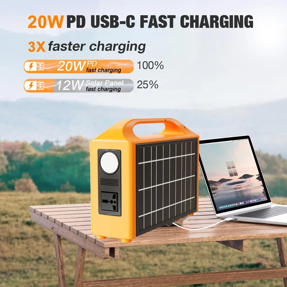100W Portable Power Station 100V/220V Solar Power Generator UPS Charging Stations Outdoor Emergency Power Bank LED For Camping