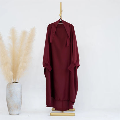 Muslim Women Kids Girls Hijab Dress Eid Overhead Hooded Abaya Mom & Daughter Abayas Khimar Islamic Prayer Garment Dresses Robe