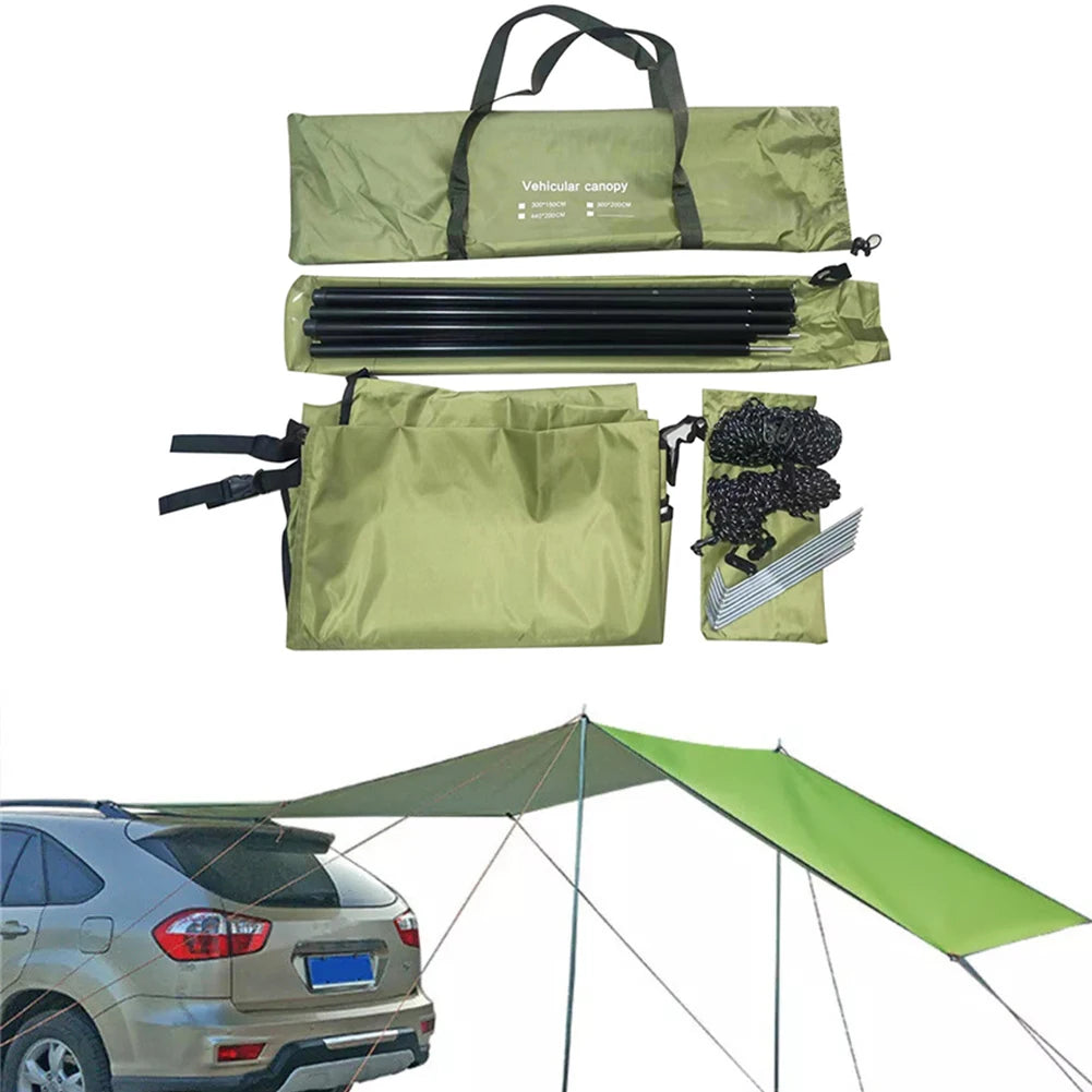 300x150cm Car Side Awning Rooftop Tent Waterproof Side Tent For Outdoor Camping Awning Sun Canopy Sunshade Campervan Waterproof