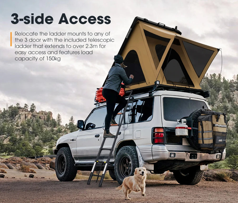 For SAN HIMA Waterproof Slimline Aluminum Pop-Up Roof Tent Car Rooftop Tent Hardshell In-built Led Light Bar For 4x4 4WD Camping