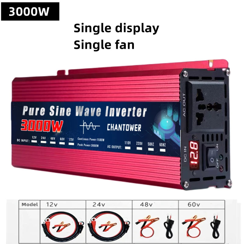 Pure Sine Wave Inverter 12V 220V 24V 110V 2000W 3000W 4000W 5000W DC To AC Portable Power Voltage Converter Car Solar Inverter