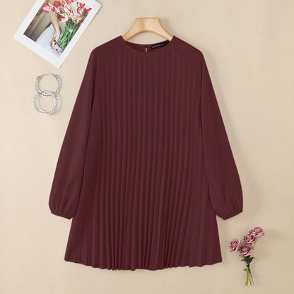 Fashion Women Long Sleeve Pleated Tops ZANZEA Autumn Muslim Blouse Long Shirt Ramadan Abaya Turkey Kaftan Solid IsIamic Clothing