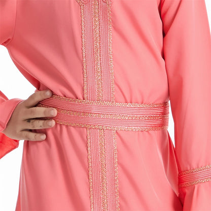 Kids Muslim Girls Abaya Prayer Long Maxi Dress Turkey Kaftan Arab Robe Dubai Islam Morocco Eid Party Ramadan Holiday Gown Caftan