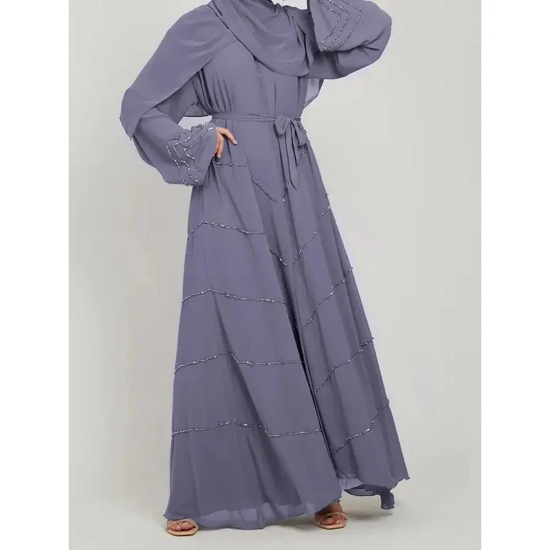 Hand made diamond beading Ramadan Eid Muslim dress long abayas robe fancy maxi French stylish modest Islamic wy1368 G1665