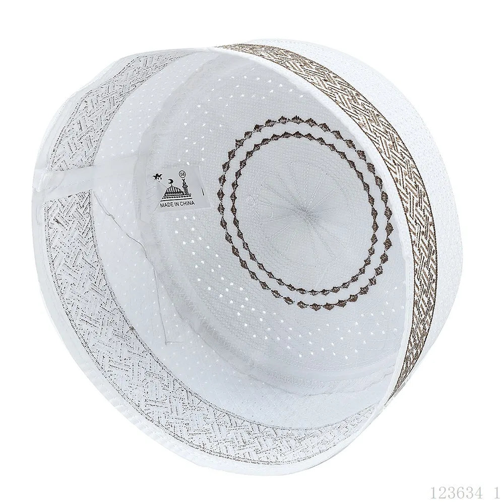 Muslim Men Prayer Hat Cotton Embroidery Islam Men's Arabia Indian Hats Islamic Clothing Accessories Arab Middle East Caps