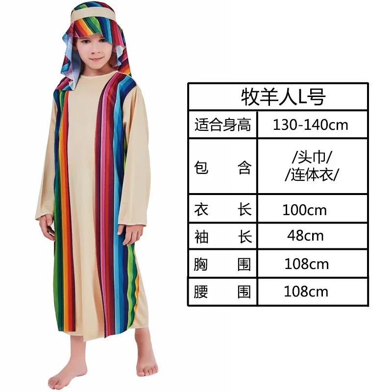 Kids Arab Arabian Costume Middle East Costume Robe Boy Child Prince Clothes Halloween Carnival Cosplay Children Muslim Costumes