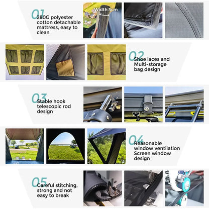 Factory Price Ultra-Thin Light Weight Rooftop Tent Aluminum Camping Car Roof Tent Hard Shell Roof Top Tent For Car